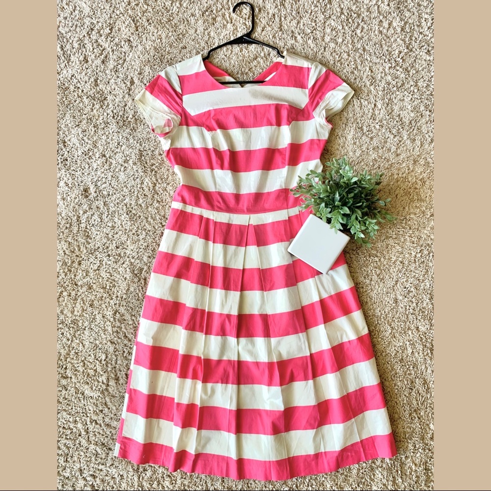 Modest vintage stripped pink and white dress